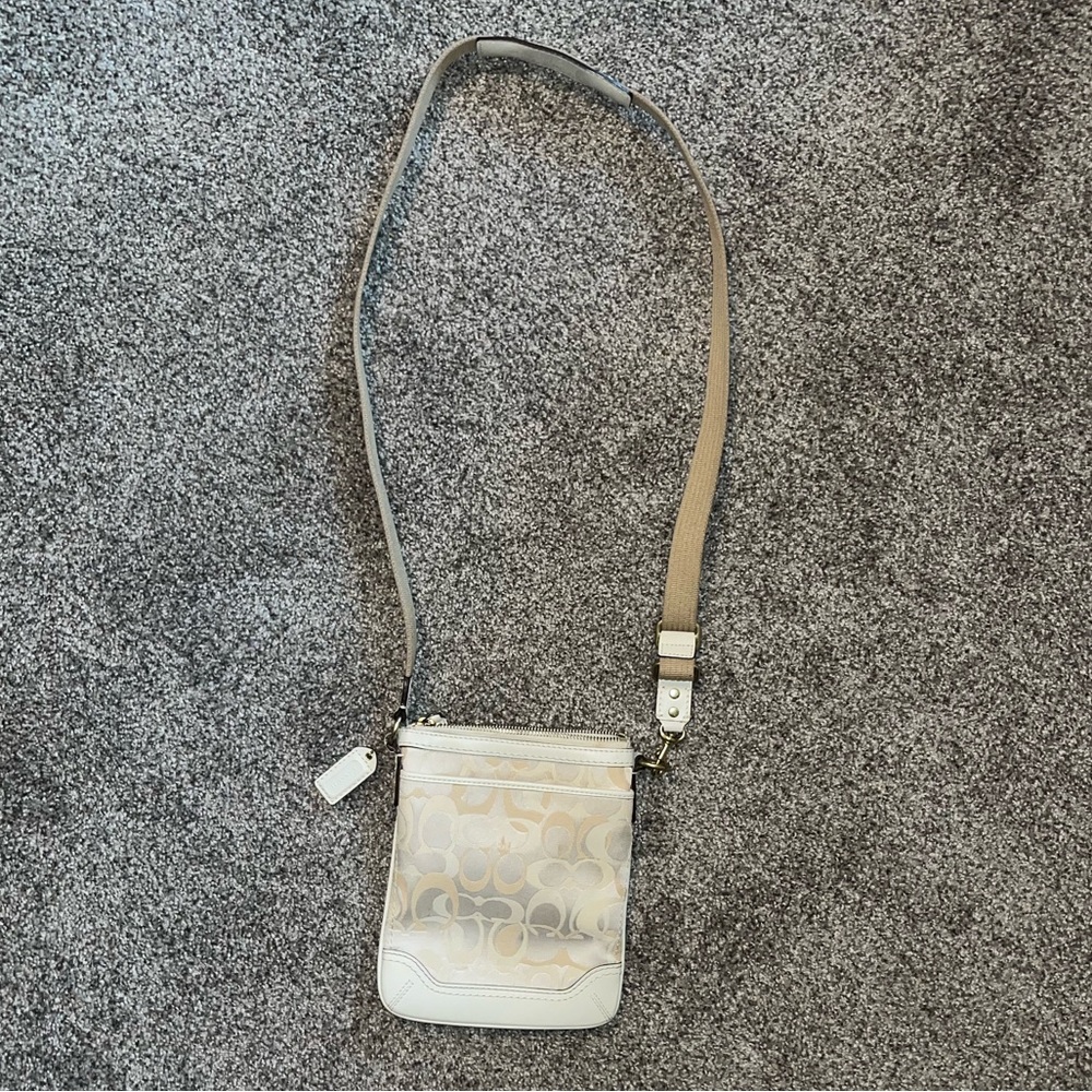 Coach Cream and Tan Crossbody Bag